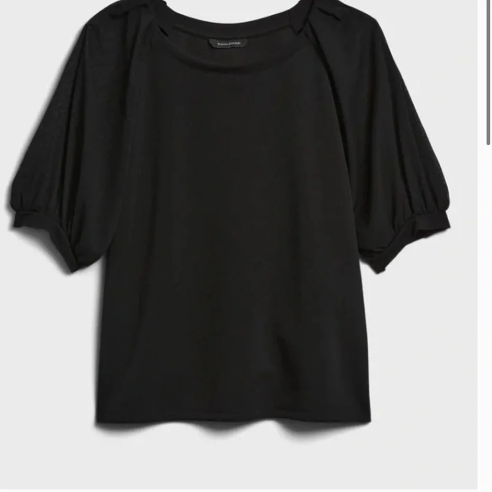 Banana Republic Black Sheer Puff Sleeve Top Size M